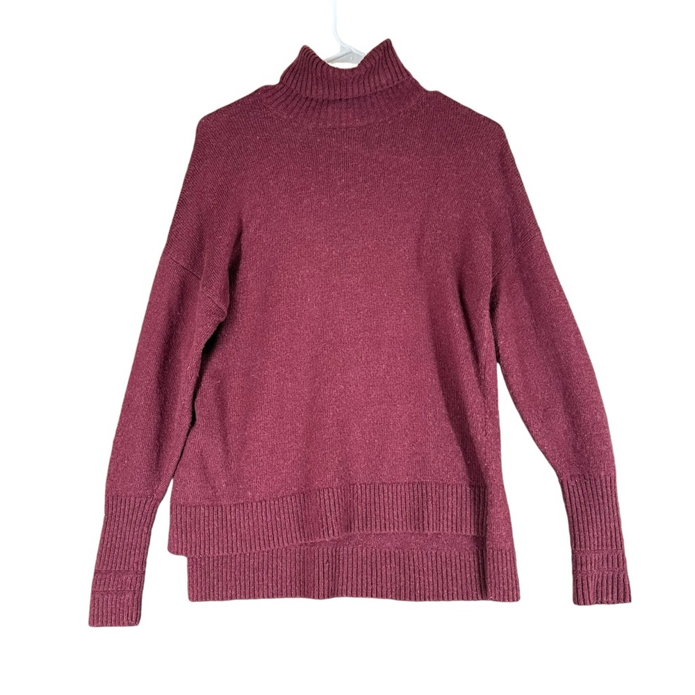 J Crew Women’s M Medium Maroon Turtleneck Sweater Burgundy Wool Blend Casual